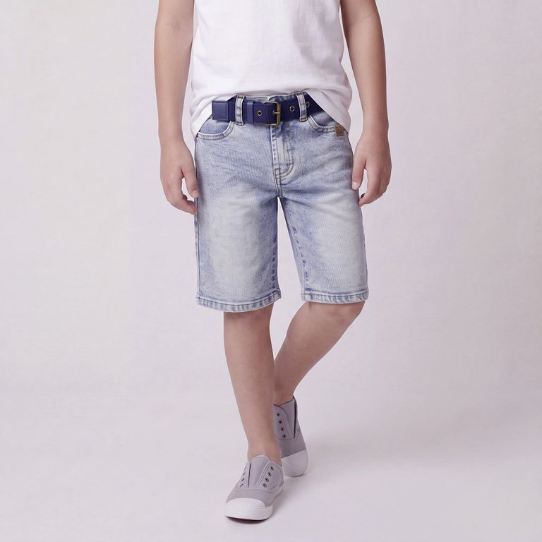 Short Jeans Con Cinturón Niño