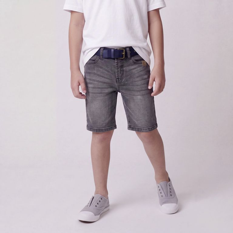 Short Jeans Con Cinturón Niño