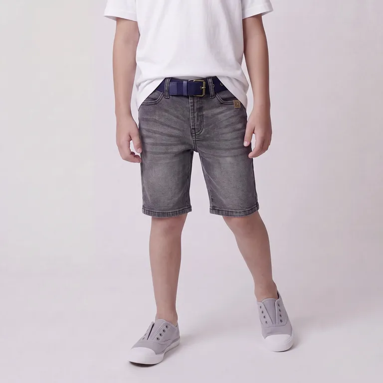 Short Jeans Con Cinturón Niño