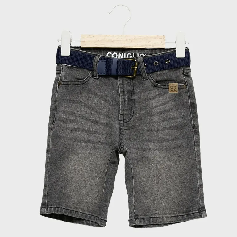 Short Jeans Con Cinturón Niño