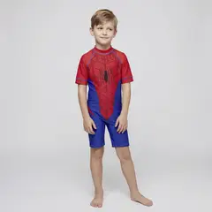 MARVEL - Traje De Baño Entero Manga Corta Niño