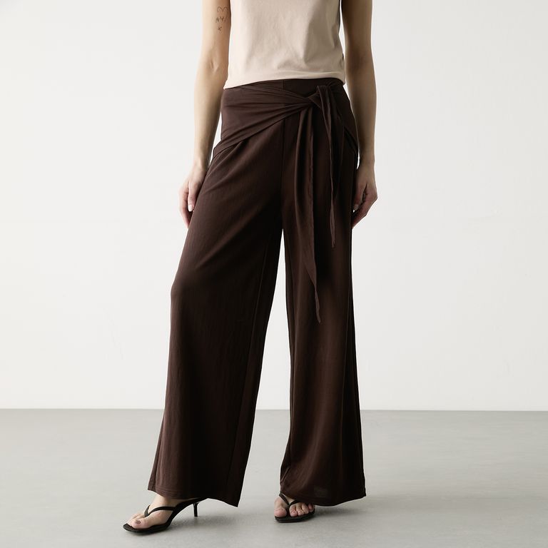 Pantalón Lazo Fluido Tiro Alto Mujer