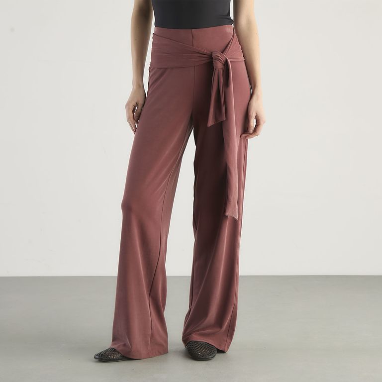 Pantalón Lazo Fluido Tiro Alto Mujer