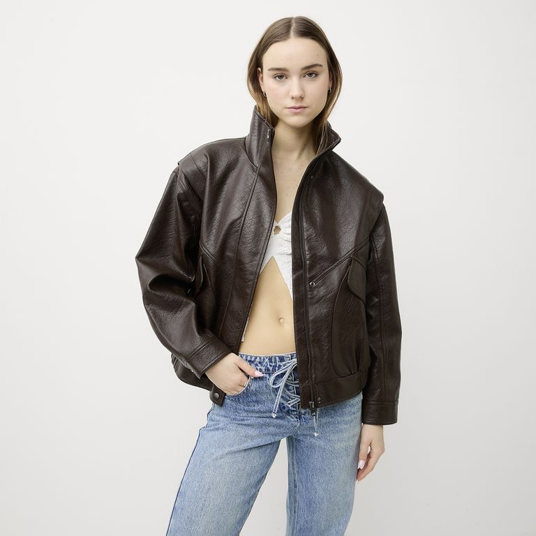 Chaqueta Efecto Cuero Mujer