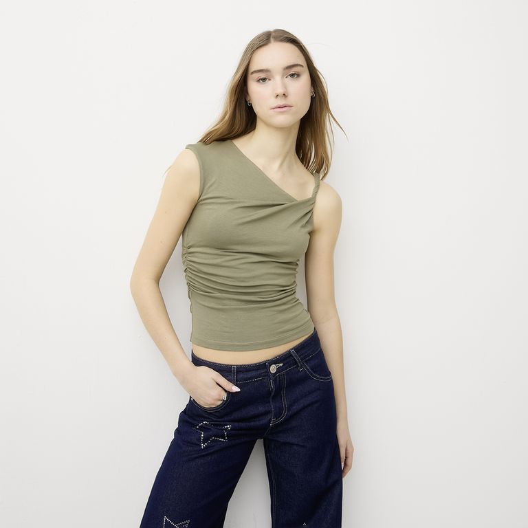Polera Asimétrica Drapeada Mujer