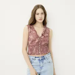SYBILLA - Blusa Campesina Botones Mujer