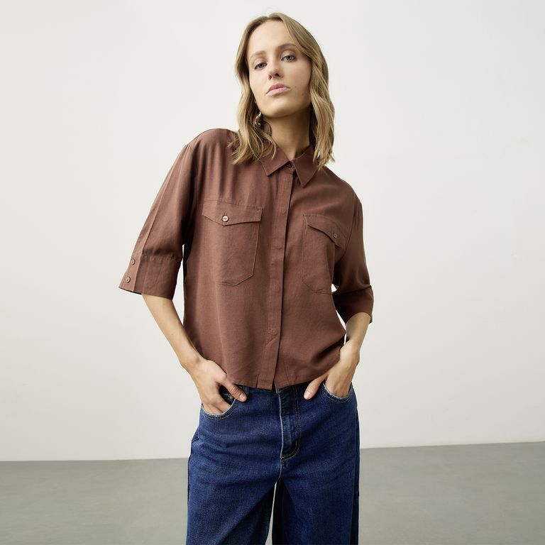 Blusa con Lino Italia Mujer