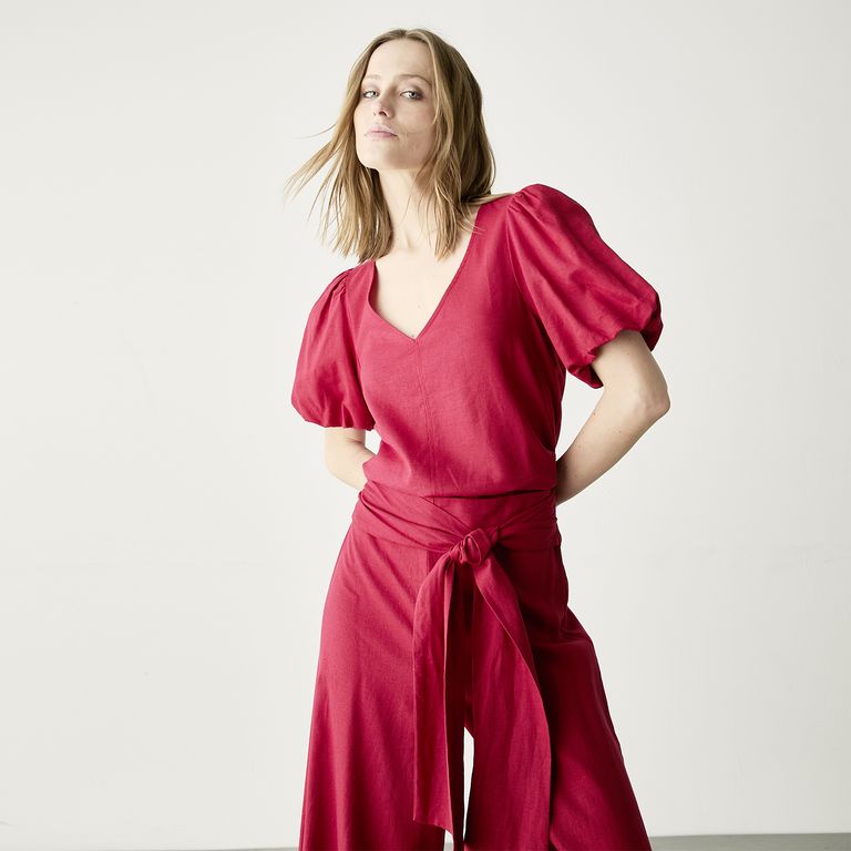 Blusa con Lino Italia Mujer