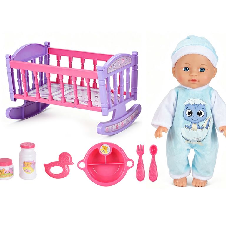 Muñeca Con Cuna Y Accesorios