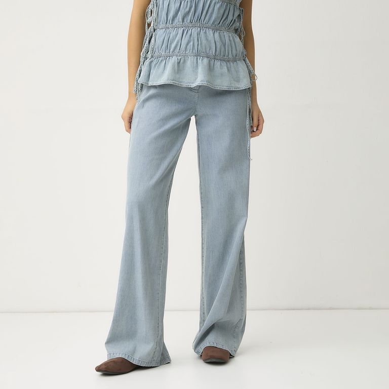 Pantalón Straight Tiro Medio Mujer