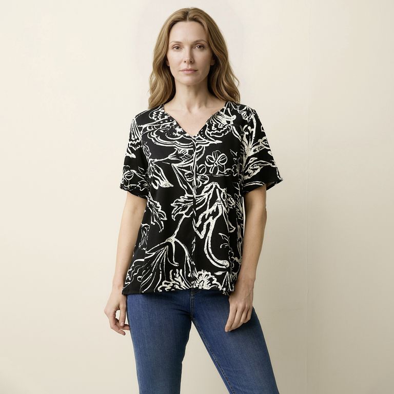 Blusa Estampada Manga 3/4 Mujer