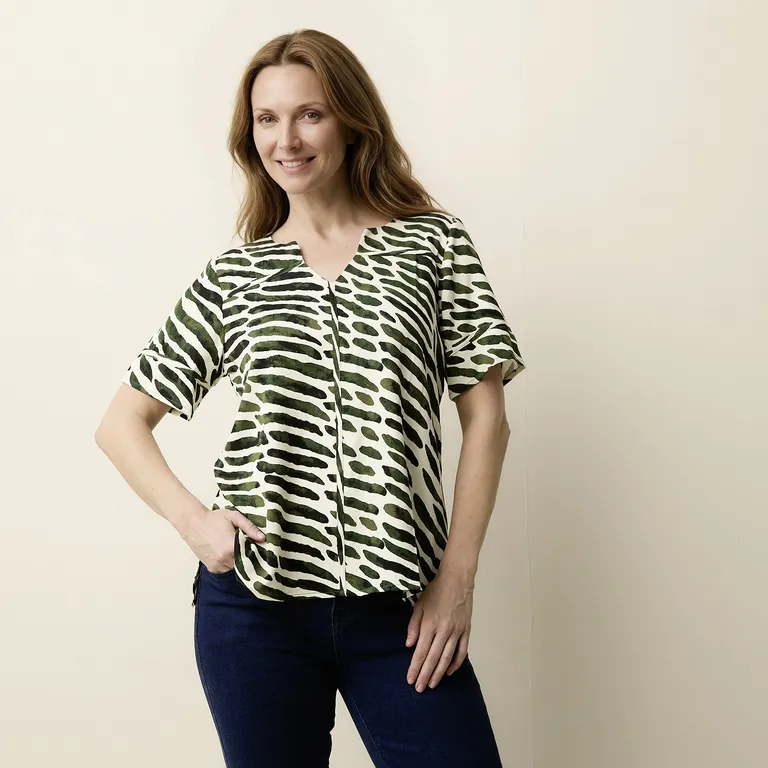 Blusa Estampada Manga 3/4 Mujer