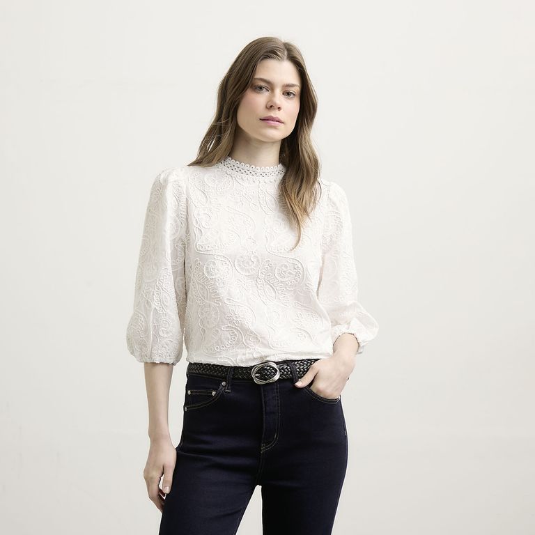 Blusa Mujer Bordado Cuello