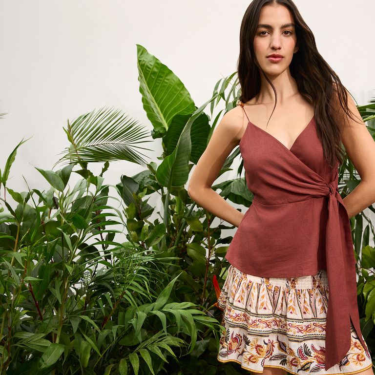 Top Lazo con Lino Mujer