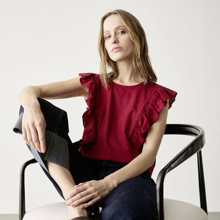 Blusa con Lino Mujer