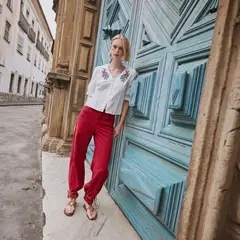 BASEMENT - Jeans Straight Tiro Alto Mujer