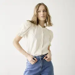 BASEMENT - Blusa Mujer Manga Globo Botones