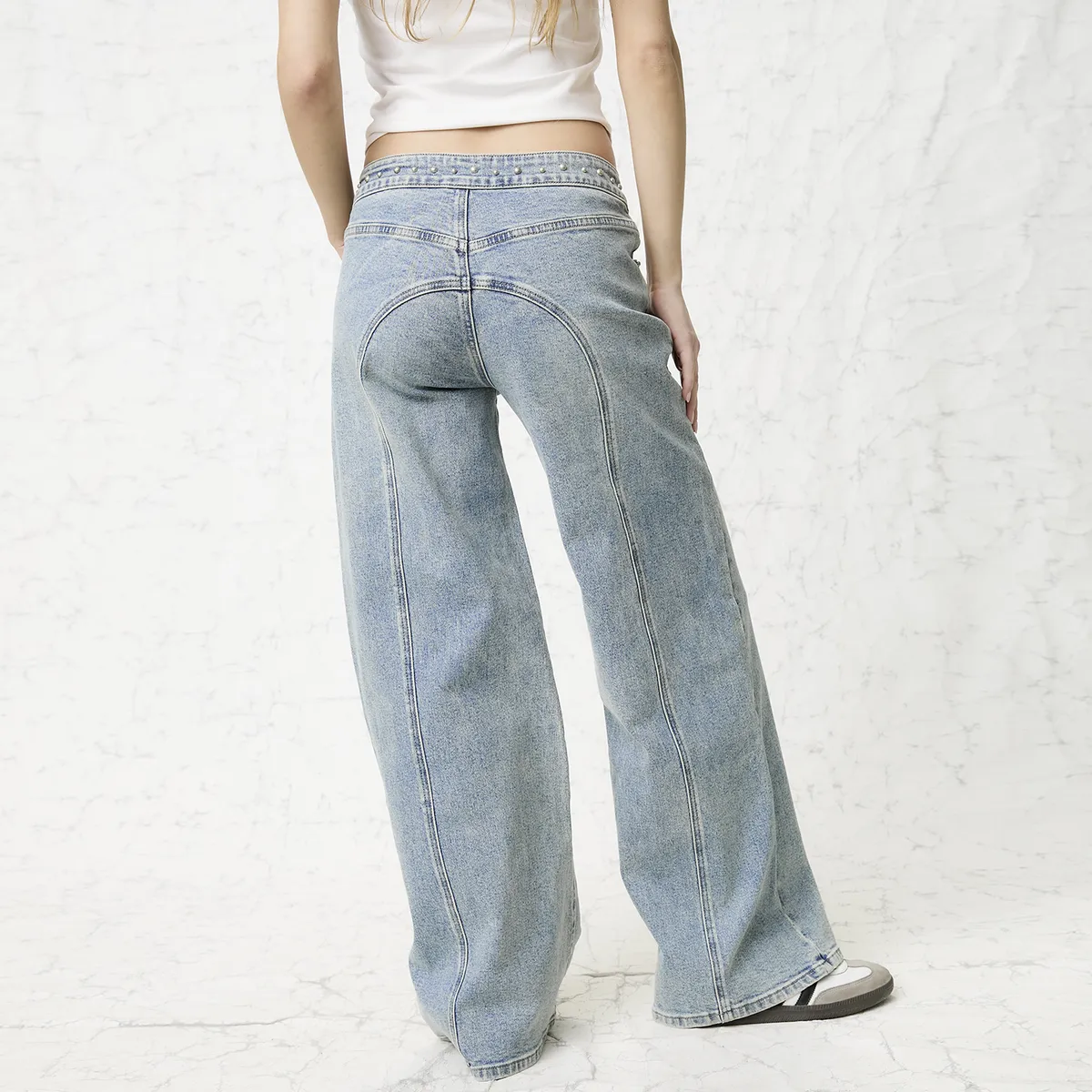 AMERICANINO - Jeans Tachas Tiro Bajo Mujer Americanino