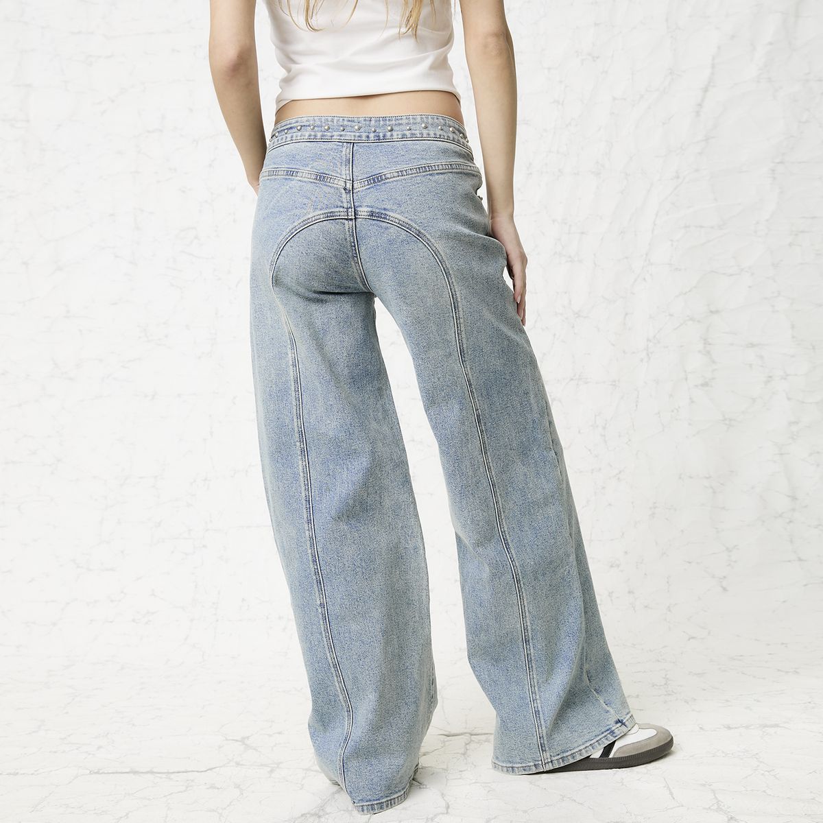 AMERICANINO - Jeans Tachas Tiro Bajo Mujer Americanino