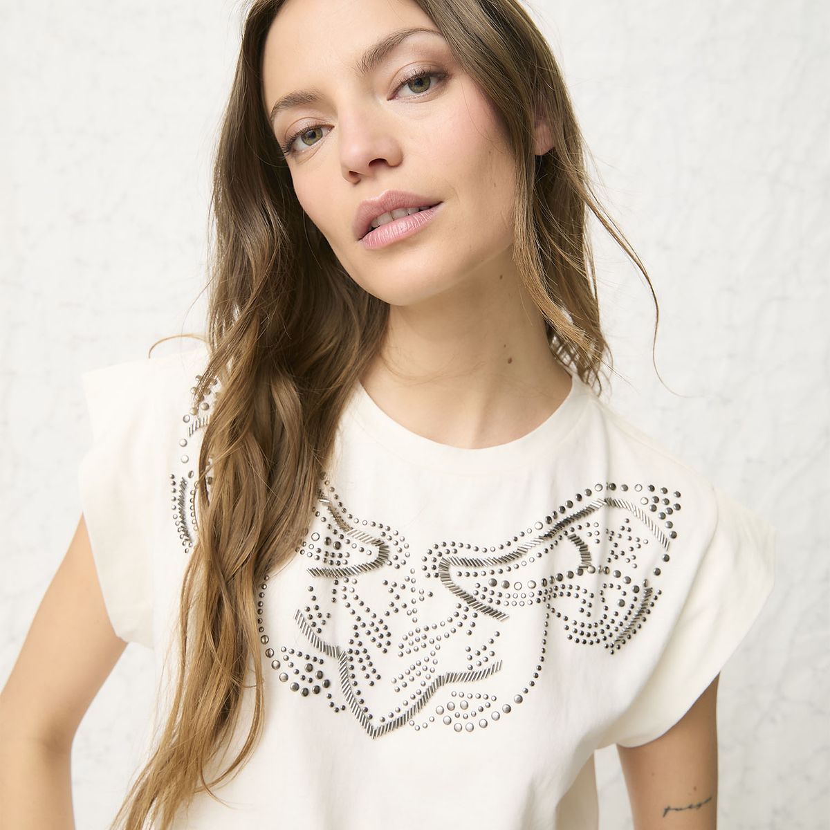 AMERICANINO - Polera Tachas 100% Algodón Mujer Americanino