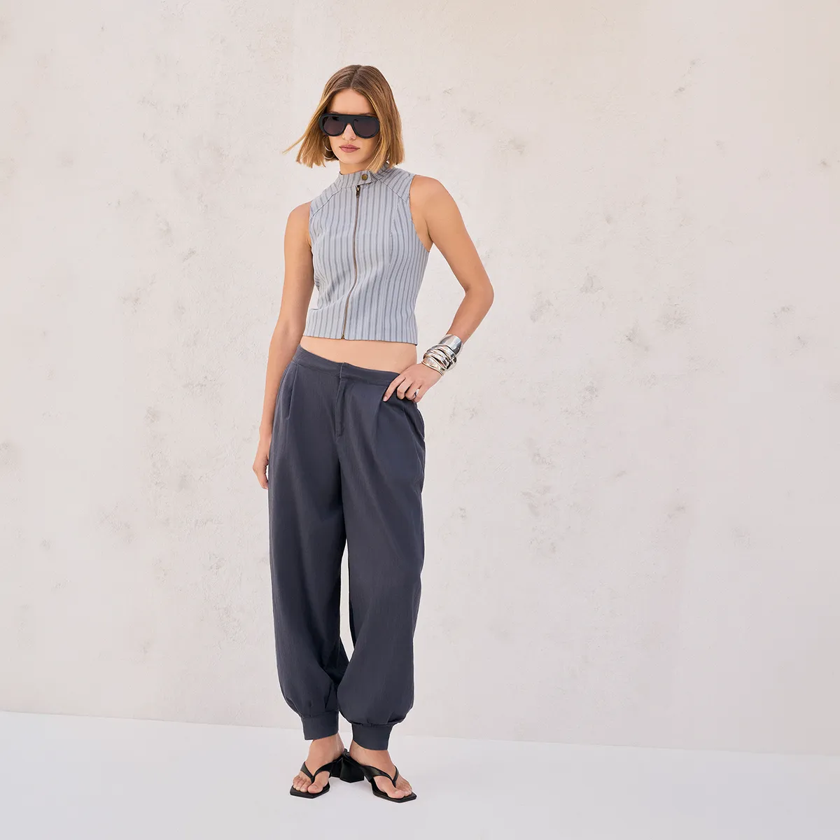AMERICANINO - Vest Rayas Broche Mujer Americanino