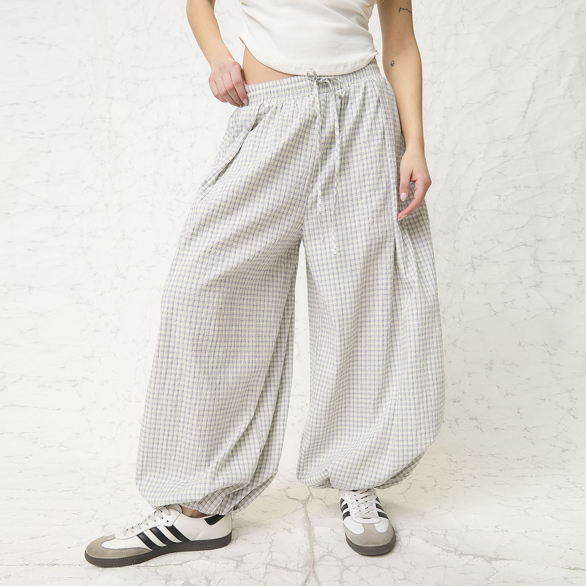 AMERICANINO - Pantalón Balloon Cuadros Mujer Americanino