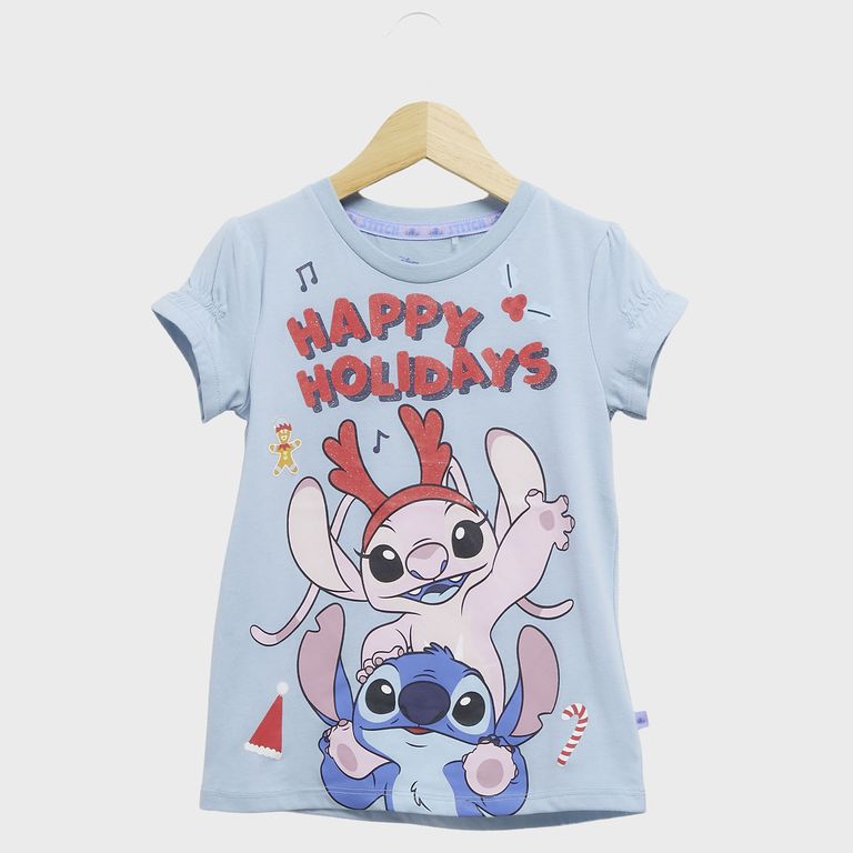 Polera Niña Navidad Stitch