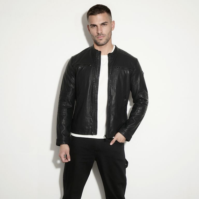 Chaqueta Efecto Cuero Hombre