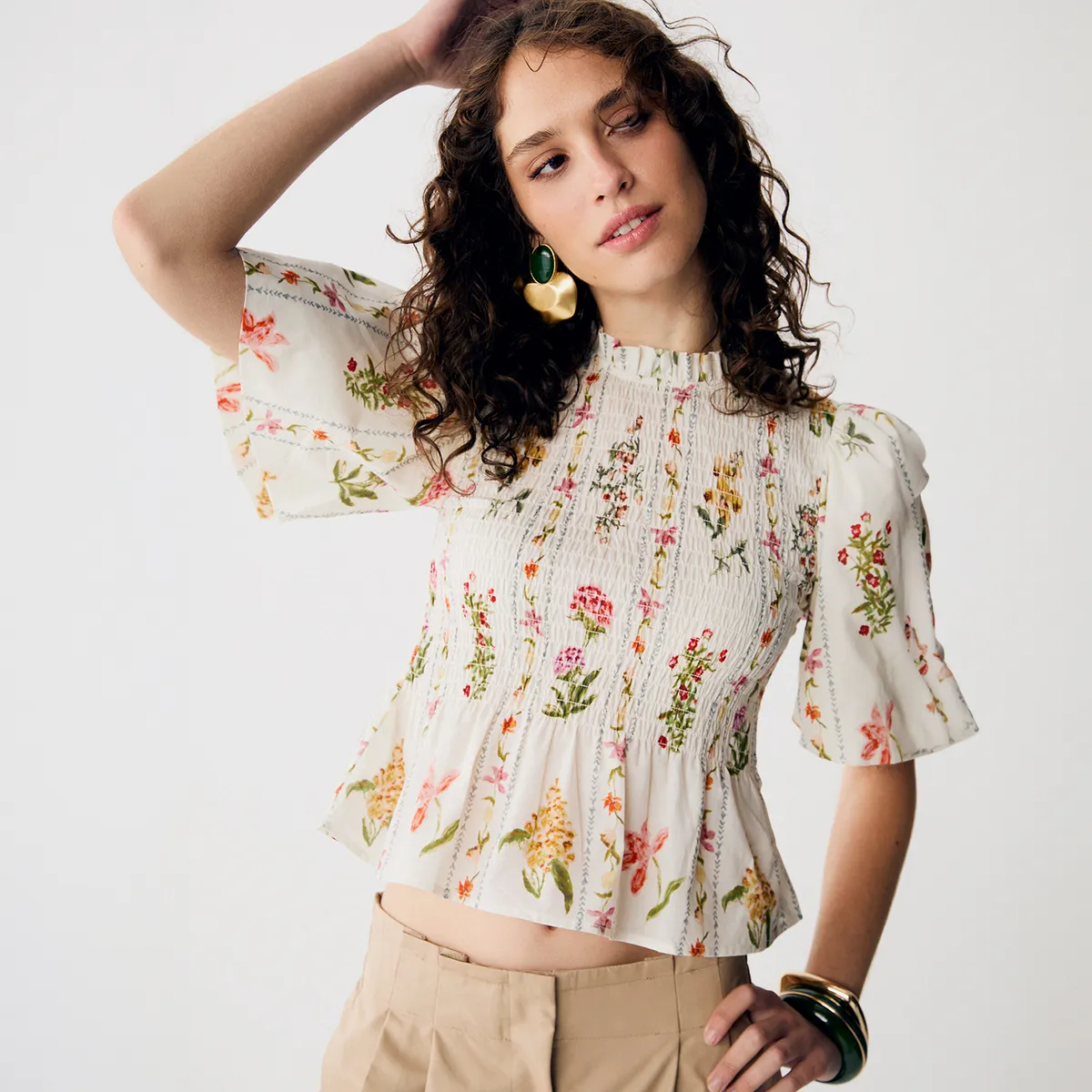 BASEMENT - Blusa Panal Estampado Flores Mujer Basement