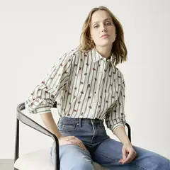 BASEMENT - Blusa Algodón Detalle Bordados Mujer