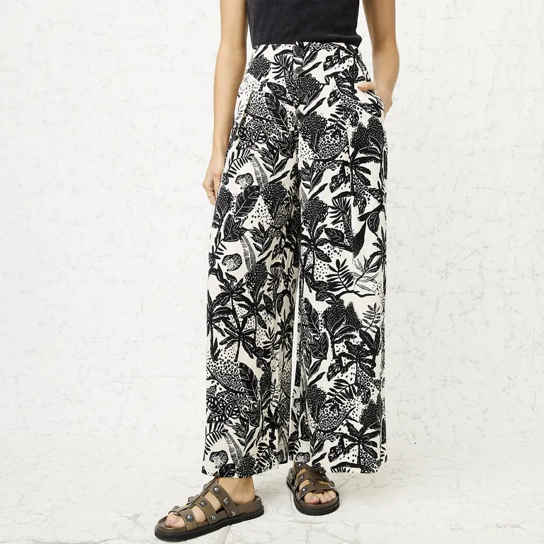 Pantalón Estampado Wide Leg Mujer