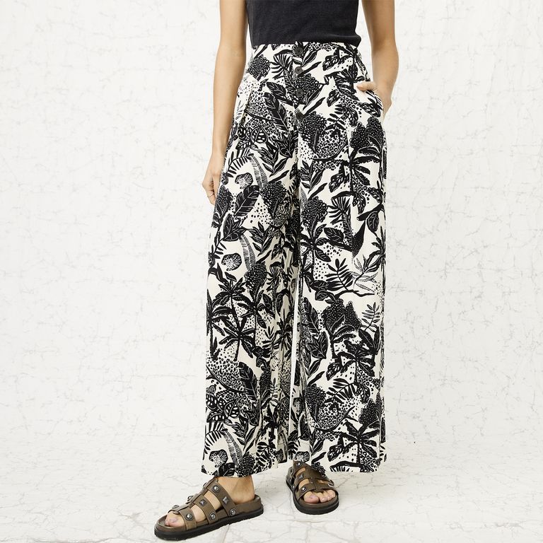 Pantalón Estampado Wide Leg Mujer