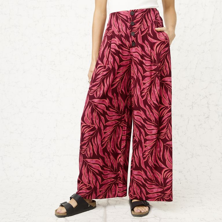 Pantalón Estampado Wide Leg Mujer