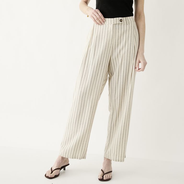 Pantalón Tiro Medio Lino Mujer