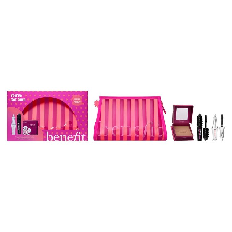 Hoola Bronzer Mini + BADgal BANG! Mascara Mini + 24-HR Brow Setter Mini + Cosmetiquero De Regalo You've Got Aura Kit