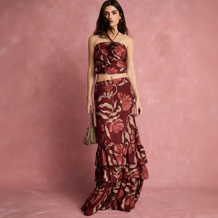 Falda Estampada Vuelos Mujer Fran Larraín x