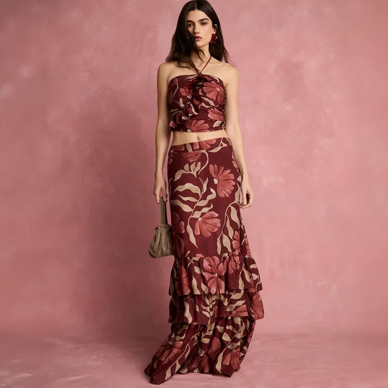 Falda Estampada Vuelos Mujer Fran Larraín x