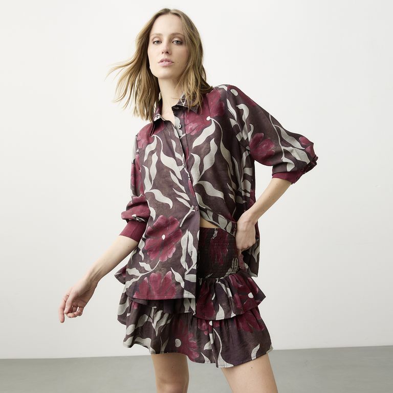 Blusa Camisera Estampada Fran Larraín x