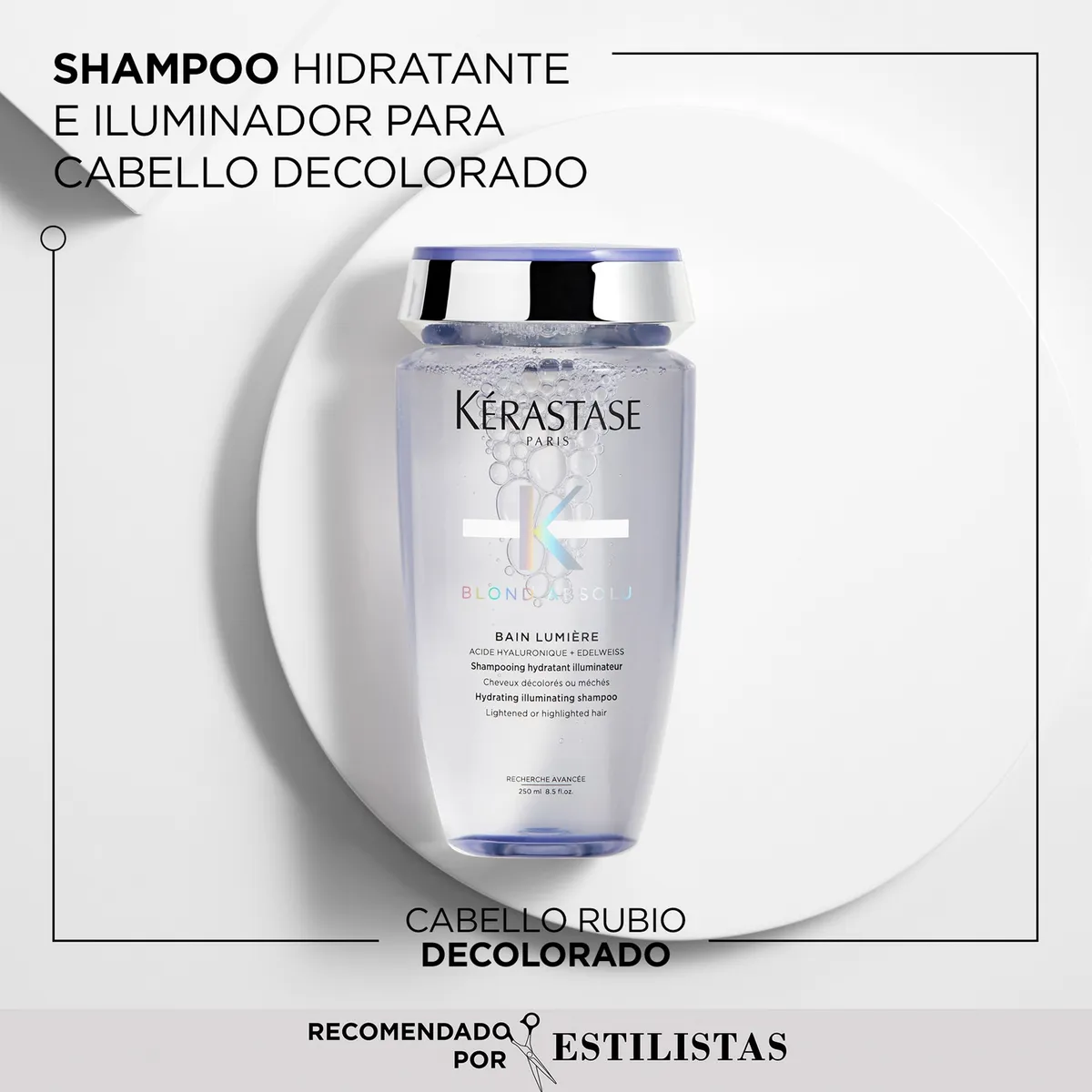 KERASTASE - Shampoo Hidratante Cabello Rubio O Decolorado Bain Lumiere Blond Absolu 250ml Kerastase