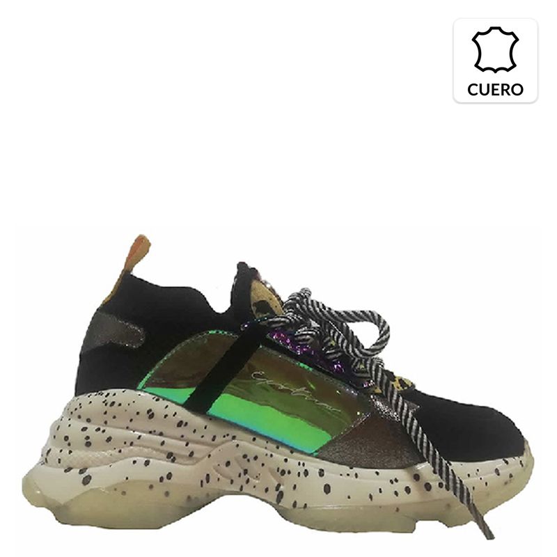 EXOTICA - Zapatilla Mujer Alba Negro/Café