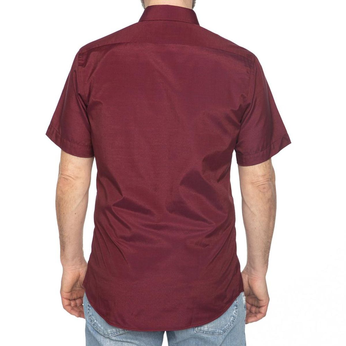 VANDINE - Camisa Fantasía Lisa Burdeo Manga Corta Etiqueta Roja VANDINE