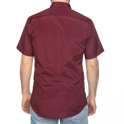 Imagen 2 del producto Camisa Fantasía Lisa Burdeo Manga Corta Etiqueta Roja