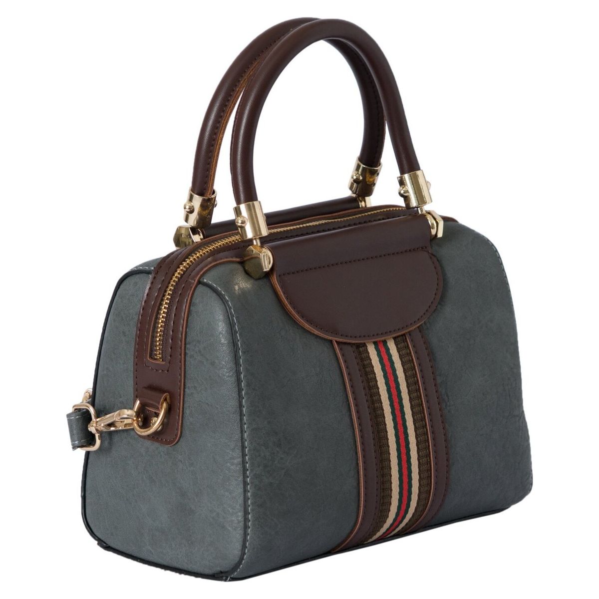 LATINA - Cartera Gris con Tejido en Café