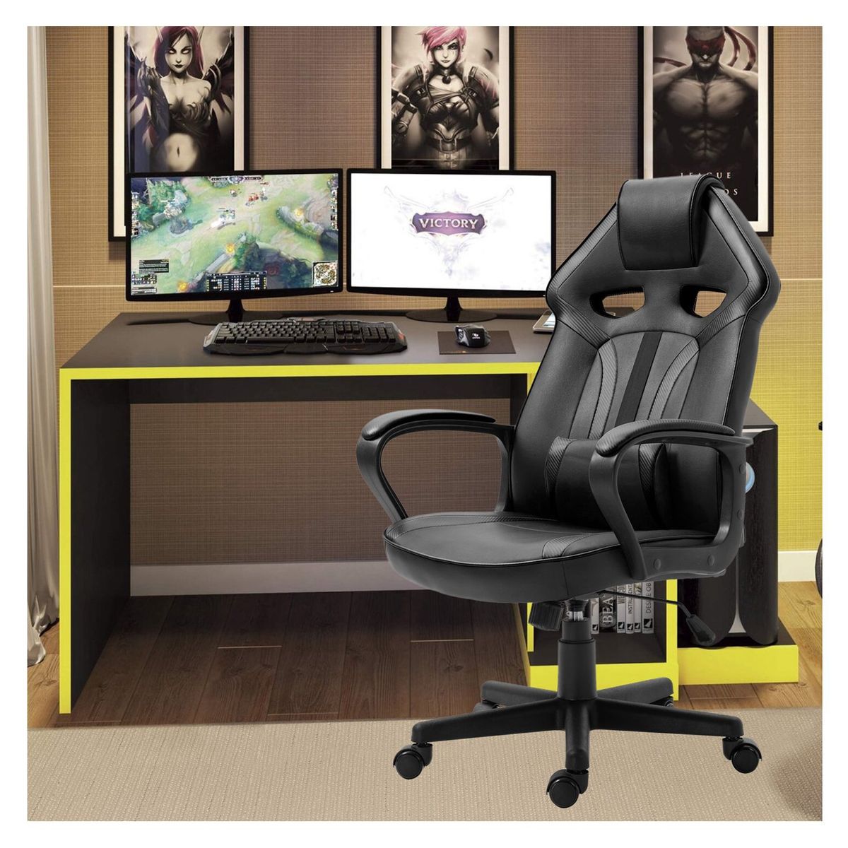 NOVAHUS - Silla Gamer Extreme Game Pvc Base Nylon - Negro