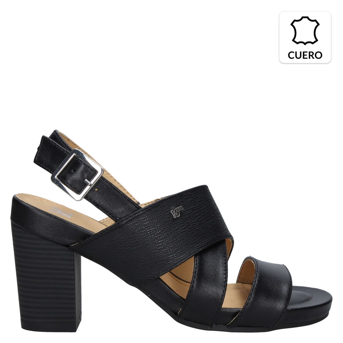 16 HRS - Sandalia Mujer Cuero Negro