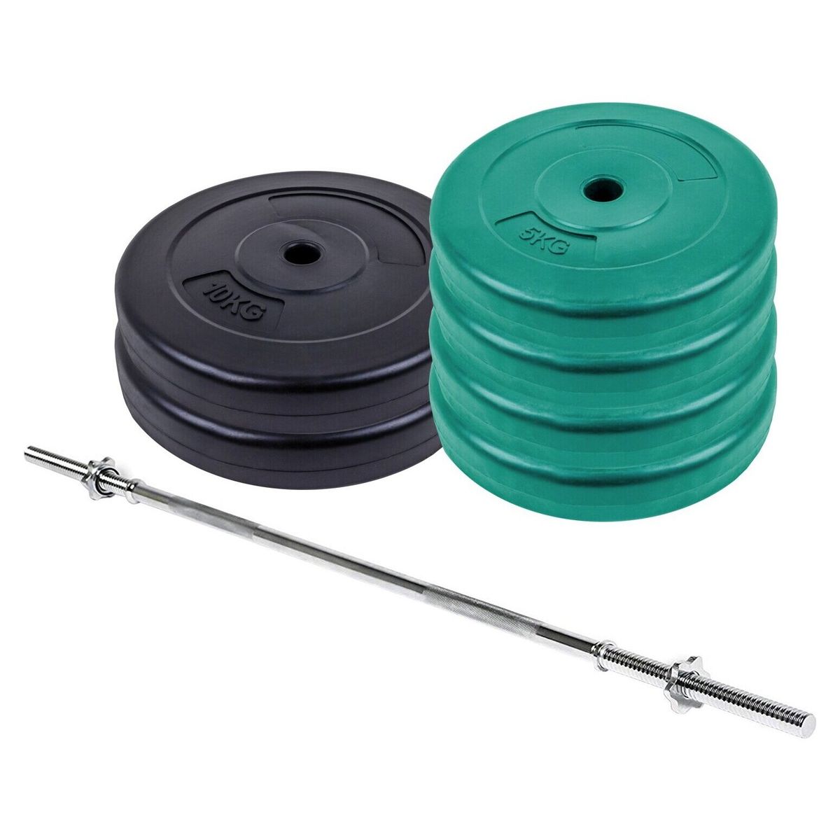 ATHLETICX - Pack Pesas Barra Recta 1.5m + 40 Kg Discos Color