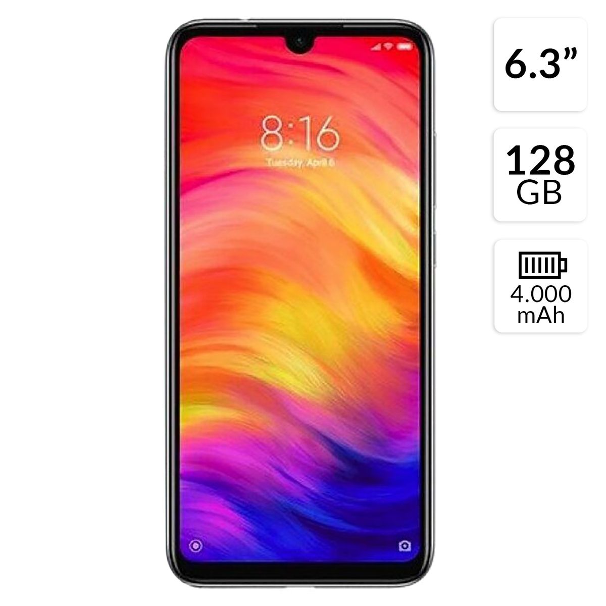 XIAOMI - XIAOMI REDMI NOTE 7 4G RAM/128G ROM BLANCO LAMINA