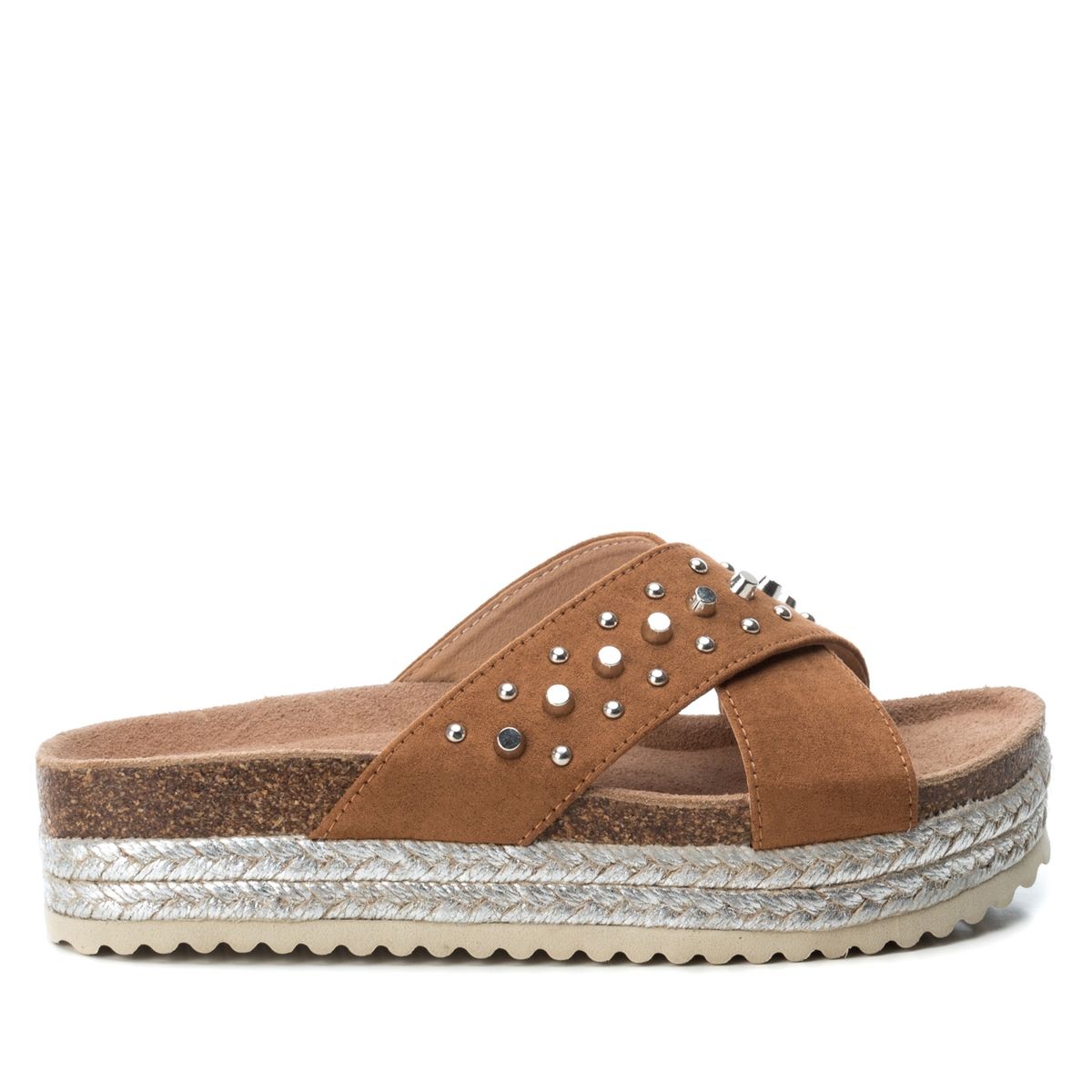 XTI - Sandalia Plataforma Mujer Cuero Café Xti