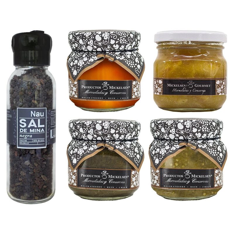 NAU - MIEL PESTO AJI VERDE MERMELADA Y SAL MINA NEGRA