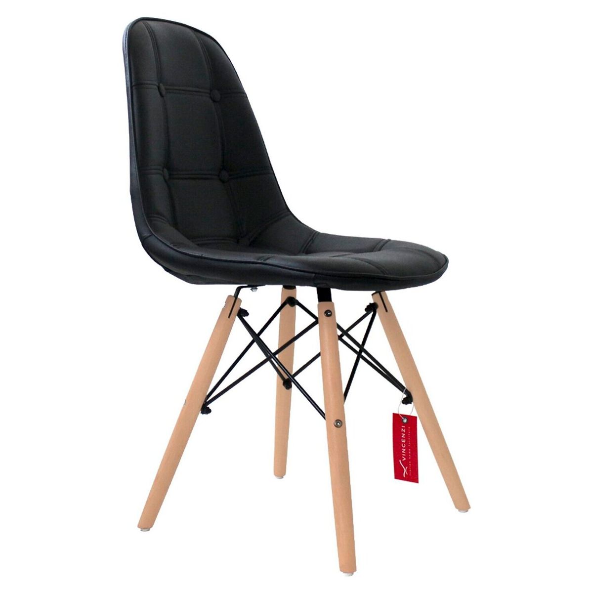 VINCENZI - Pack de 4 Sillas Capitoné York Negra